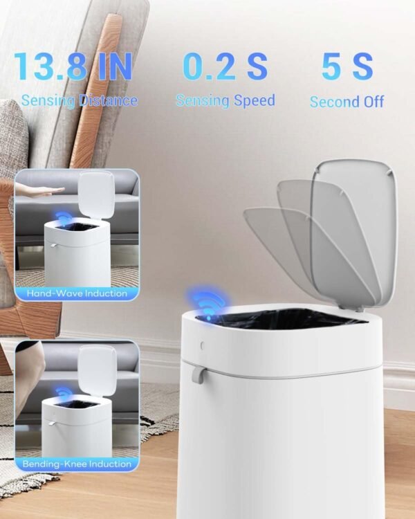 IntreLife 3.5 Gallon Self-Sealing Smart Trash Can – Automatic Refill Bin with Motion Sensor for Living Room, Bedroom, Kitchen, and Bathroom automatic motion Hygienic Waste Disposal Restroom Home Goods - Image 2