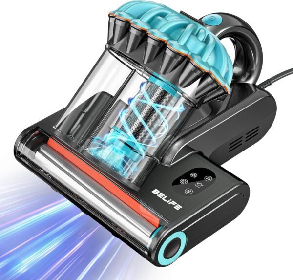 Belife M8 Mattress Vacuum Cleaner, Anti-allergen Dust Mite Bed Vacuum Cleaner with UV & Hot Air & High Heating, 550W 18Kpa Powerful Suction Double-Cup Handheld Vacuum for Bed, Couch, Sofa, Corded