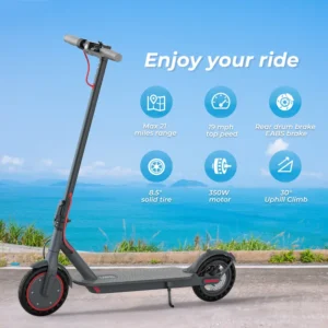LADPED LP60 Max 21Miles Range 19 Mph Top Peed Rear Drum Brake EABS Brake 8.5" Solid Tire 350W Motor 30?? Uphill Climb